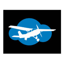 Nuage et avion bleus d'aviation carte postale