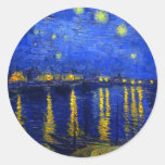 Nuit étoilée au-dessus de l'autocollant rond du Rh