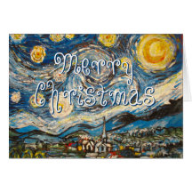 Nuit étoilée Van Gogh de Joyeux Noël peint Cartes De Vœux