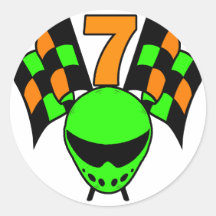 NUMMER 7 HET RENNEN ONTWERP RONDE STICKER