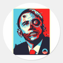 obama zombie ronde sticker