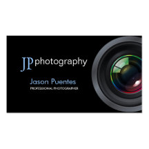 Objectif de caméra professionnel de photographe carte de visite
