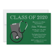 Obtention du diplôme médicale de vert d'école d'in invitations personnalisables