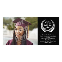 Obtention du diplôme noire/blanche d'école de droi cartes de vœux avec photo