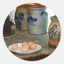 Oeufs de Brown et pots de gingembre Autocollant Rond