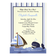 Oh baby shower 5x7 de baleine bleue de compagnon invitations
