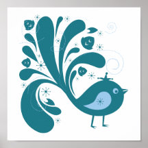 oiseau bleu élégant affiches