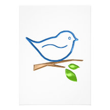Oiseau bleu mignon invitations