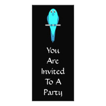 Oiseau bleu mignon. Perruche. Noir Invitation