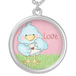 Oiseau bleu mignon Valentine Pendentifs