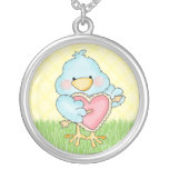 Oiseau bleu mignon Valentine Pendentifs