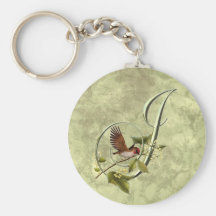 Oiseau chanteur J initial Porte-clefs