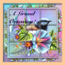 Oiseau dans des annonces d'invitations d'anniversa invitations