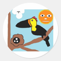 oiseau dans l'arbre autocollants ronds