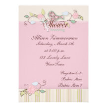 Oiseau dans l'invitation de baby shower de rose et