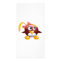 Oiseau de bande dessinée de fille carte avec photo