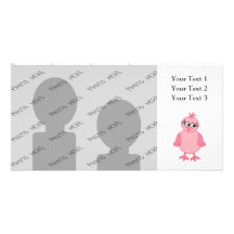 Oiseau de bébé mignon, rose cartes de vœux avec photo