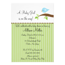 Oiseau de bébé mignon sur le baby shower de garçon faire-parts