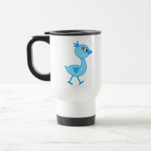 Oiseau de marche mignon, bleu tasse à café