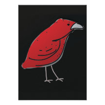 Oiseau de rouge d'invitation de carte postale