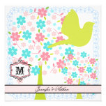 Oiseau et faire-part de mariage de floraison d'arb