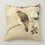Oiseau et fleurs sous la pleine lune 1850 oreiller