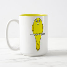 Oiseau jaune. Canari. Sur le blanc Tasse