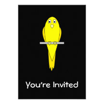 Oiseau jaune. Canari. Sur le noir Cartons D'invitation