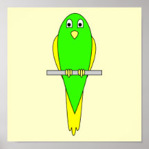 Oiseau jaune et vert. Perruche Affiches