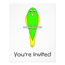 Oiseau jaune et vert. Perruche Faire-part Personnalisé