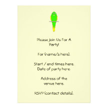 Oiseau jaune et vert. Perruche Invitations Personnalisées