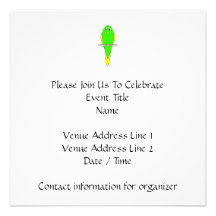 Oiseau jaune et vert. Perruche Invitations