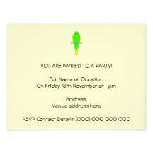 Oiseau jaune et vert. Perruche Invitations