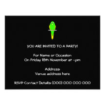 Oiseau jaune et vert. Perruche. Noir Invitations