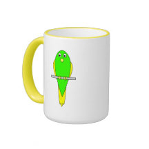 Oiseau jaune et vert. Perruche Tasses À Café