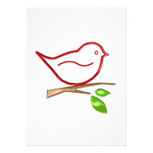 Oiseau rouge mignon invitations personnalisables