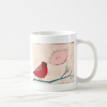 oiseau sur la carte de branche mugs à café