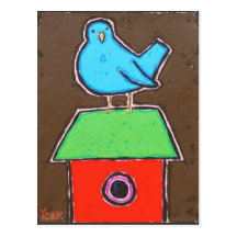 OISEAU SUR la carte postale de TOIT