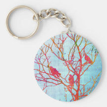 Oiseaux dans un arbre porte-clef