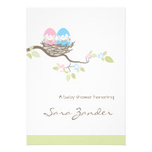 Oiseaux jumeaux roses et bleus d'invitation de bab