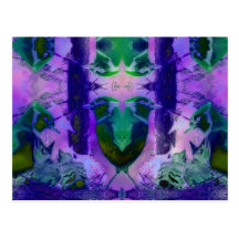 Oiseaux roses - violets et cycle rose cartes postales