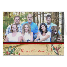 Oiseaux vintages de Joyeux Noël votre photo de fam Carte
