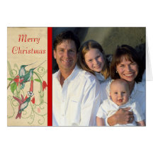 Oiseaux vintages de Joyeux Noël votre photo de fam Carte De Vœux