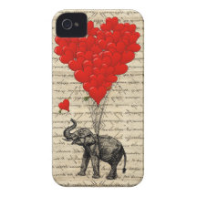 Olifant en hart gevormde ballons iPhone 4 Case-Mate hoesjes