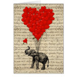Olifant en hart gevormde ballons wenskaart