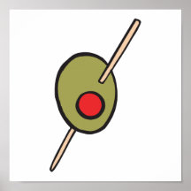 olive verte sur un cure-dents affiches