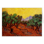 Oliviers avec le ciel jaune et Sun par Van Gogh Cartes De Vœux
