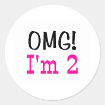 OMG ik ben 2 (roze) Ronde Stickers