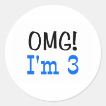 OMG ik ben 3 (blauw) Stickers