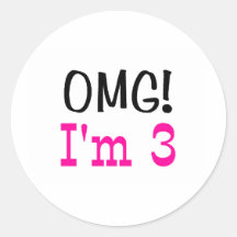 OMG ik ben 3 (roze) Ronde Stickers